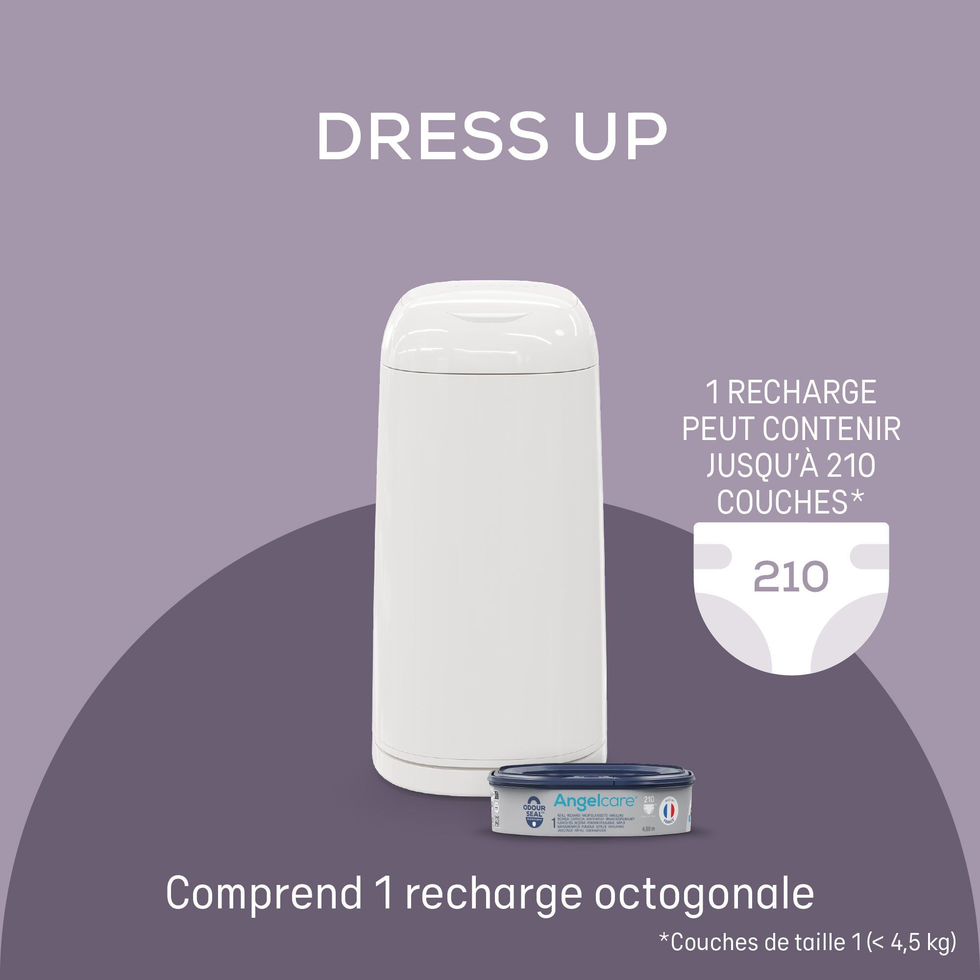 angelcare-windeleimer-dress-up-mit-achteckiger-nachf-llung-f-r-bis-zu-210-windel image 2