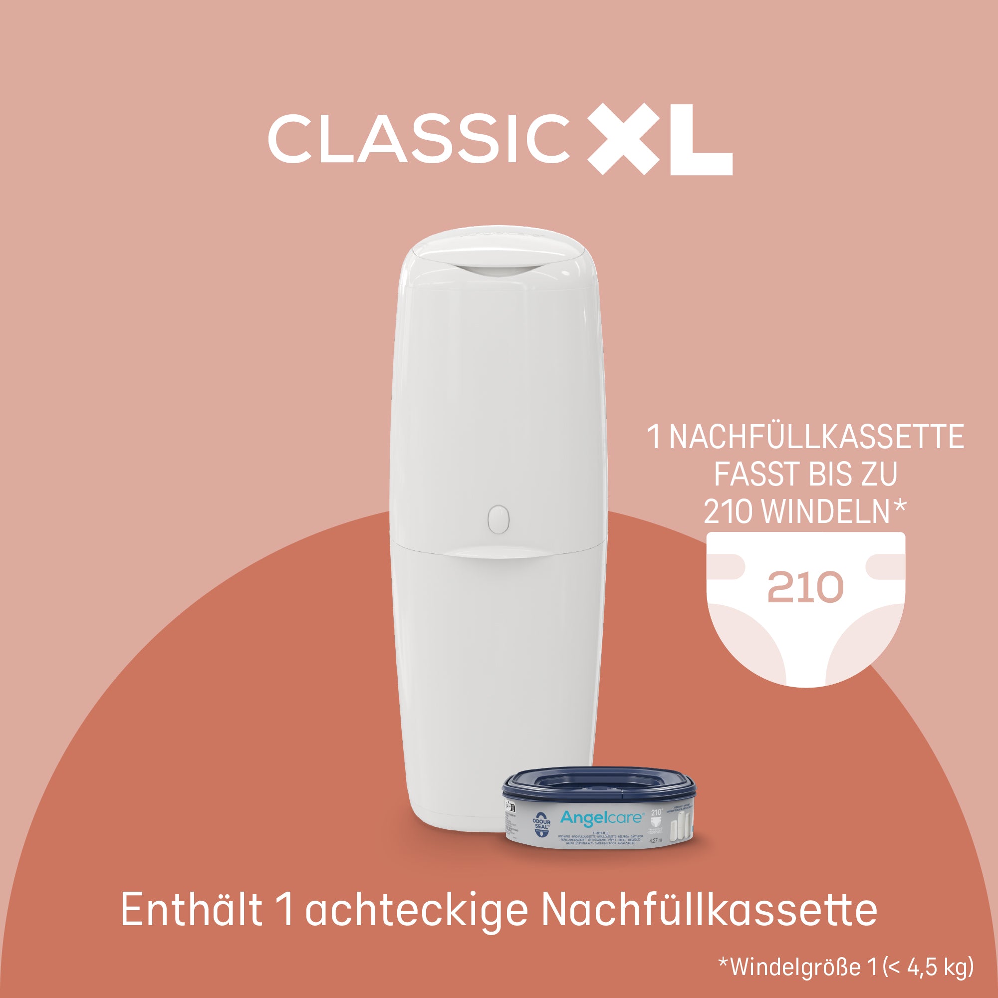 angelcare-classic-xl-windeleimer-mit-achteckiger-nachf-llkassette-bis-210-windel image 2
